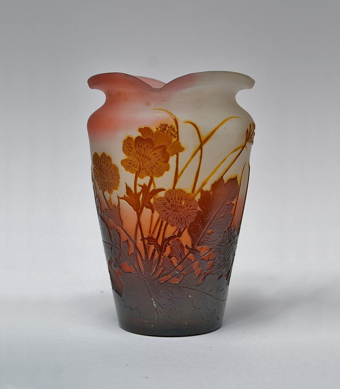 【GALLE】エミール・ガレ 野辺の花文花瓶 - アンティック 姉妹社