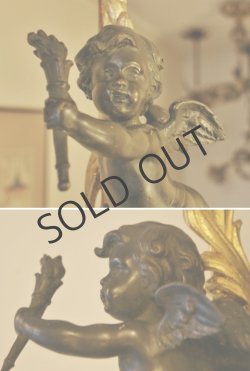 画像6: ブロンズのエンゼルとクリスタルの吊灯