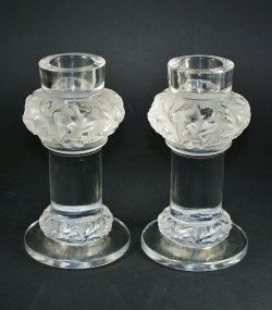 画像1: 【LALIQUE】ルネ・ラリック　CHÊNE キャンドルスタンド一対