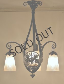 画像2: 【MULLER】ミュレー　葡萄文鍛鉄台4灯式シャンデリア