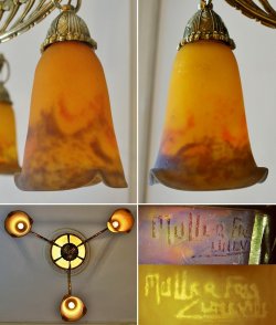 画像4: 【MULLER】ミュレー　杏子色の4灯式シャンデリア