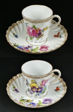 画像8: ドレスデン磁器 ブーケ文デミタスカップ6客