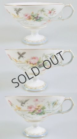 画像2: リモージュ 花蝶文手描きカップ＆ソーサー3客