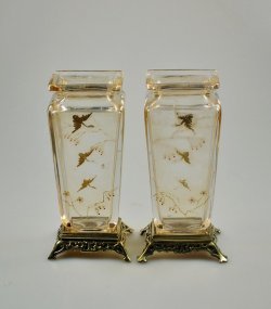 画像3: 【BACCARAT】バカラ　花鳥文角型花瓶一対