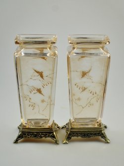 画像5: 【BACCARAT】バカラ　花鳥文角型花瓶一対