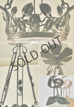 画像6: アールデコの花文4灯式シャンデリア