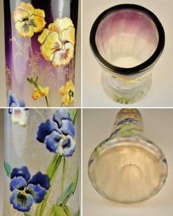 画像4: 【LEGRAS】ルグラ　パンジー文エナメル彩花瓶