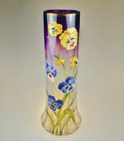 画像1: 【LEGRAS】ルグラ　パンジー文エナメル彩花瓶