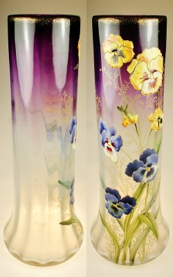 画像3: 【LEGRAS】ルグラ　パンジー文エナメル彩花瓶