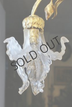 画像5: アイリス形シェードとブロンズのシャンデリア