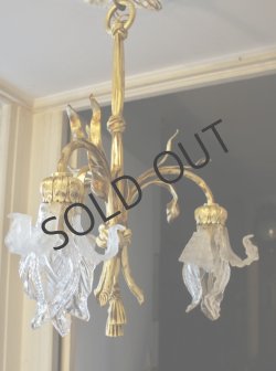 画像3: アイリス形シェードとブロンズのシャンデリア