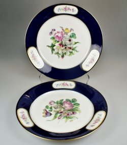 画像1: 【SEVRES】セーヴル 花絵皿2点