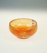 【DAUM】ドーム　金箔入りオレンジ色の鉢