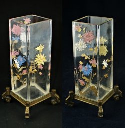 画像3: 【BACCARAT】バカラ　菊文エナメル彩角形花器