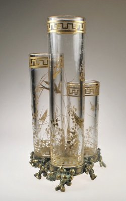 画像5: 【BACCARAT】バカラ　花鳥文三連筒形花器