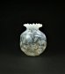 画像1: 花文オパルセントガラスの巾着型花瓶 (1)