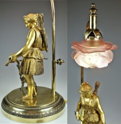 画像3: 狩りの女神ダイアナ ブロンズ像付き ランプ