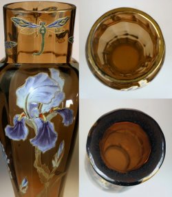 画像3: 【LEGRAS】ルグラ　アイリスと蜻蛉文エナメル彩花瓶