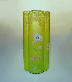 画像1: 【LEGRAS】ルグラ　コクリコ文エナメル彩花瓶