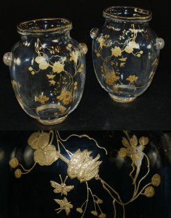 画像4: 【BACCARAT】バカラ　花鳥文金彩花瓶一対　