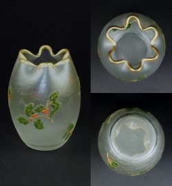 画像3: ヒイラギ文エナメル彩巾着型花瓶