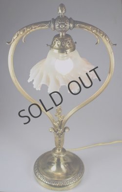 画像5: 美しいシェードとブロンズのテーブルランプ