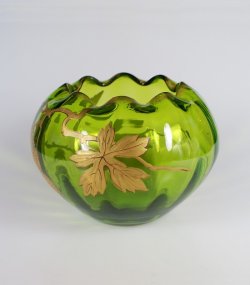 画像2: 【BACCARAT】バカラ　プラタナス文金彩緑色花瓶（球形）
