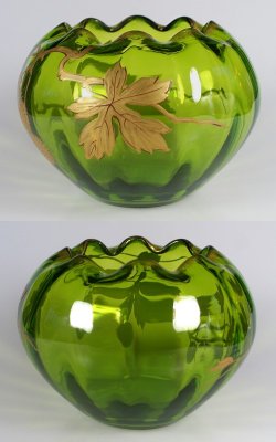 画像3: 【BACCARAT】バカラ　プラタナス文金彩緑色花瓶（球形）