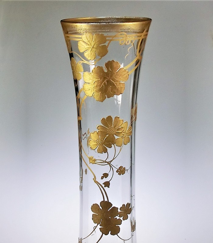 オールド バカラ オパーリン ジャポニズム 花虫文花瓶② 金彩