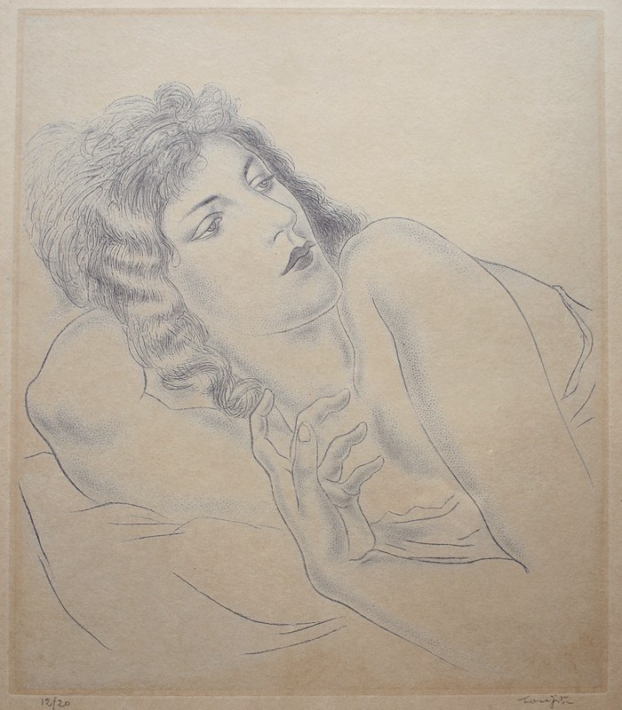 【FOUJITA】藤田嗣治  Buste de femme allongée オリジナル銅板画