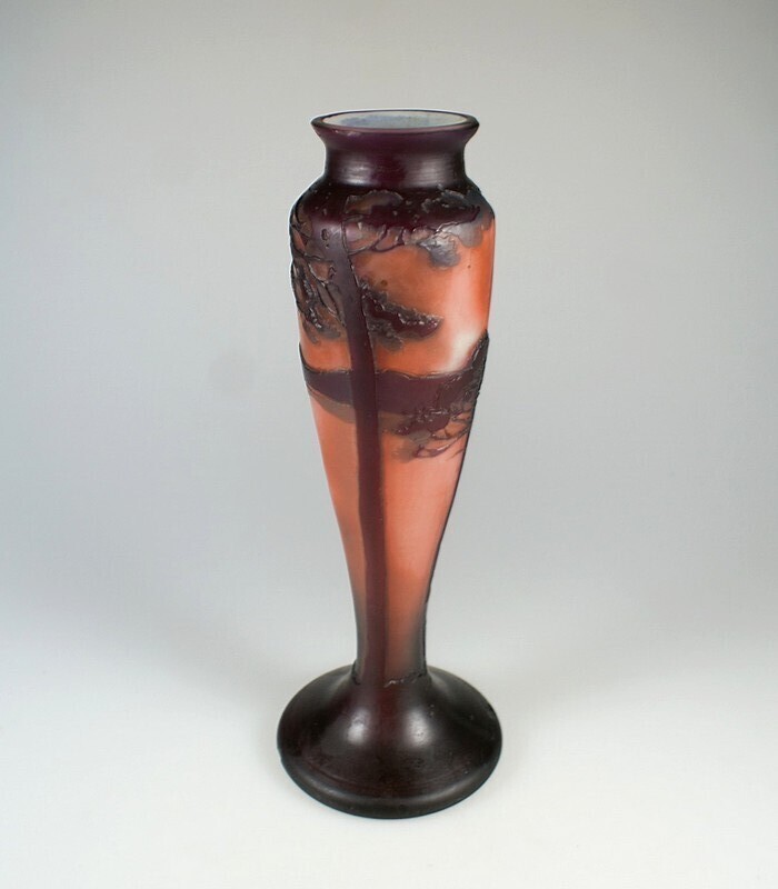 【MULLER】ミュレー　夕焼けの湖水風景文花瓶