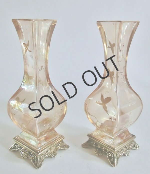 画像6: 【BACCARAT】バカラ　花鳥文ラスター彩花瓶 一対 (6)