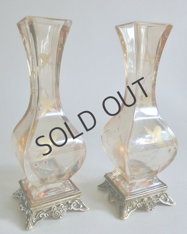 画像5: 【BACCARAT】バカラ　花鳥文ラスター彩花瓶 一対 (5)