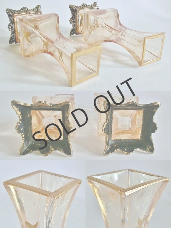 画像7: 【BACCARAT】バカラ　花鳥文ラスター彩花瓶 一対 (7)