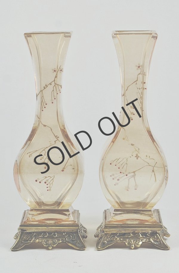 画像4: 【BACCARAT】バカラ　花鳥文ラスター彩花瓶 一対 (4)