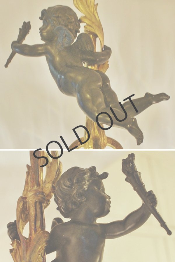 画像5: ブロンズのエンゼルとクリスタルの吊灯 (5)