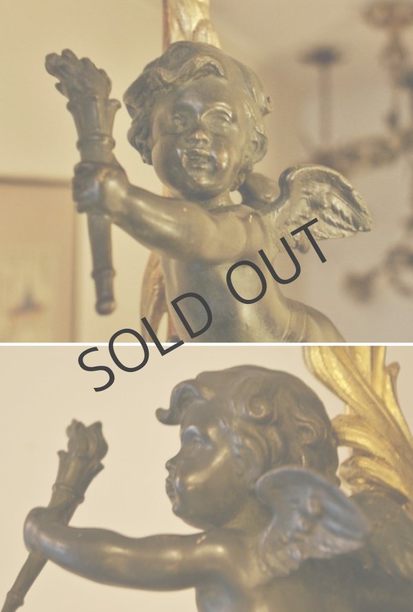 画像6: ブロンズのエンゼルとクリスタルの吊灯 (6)