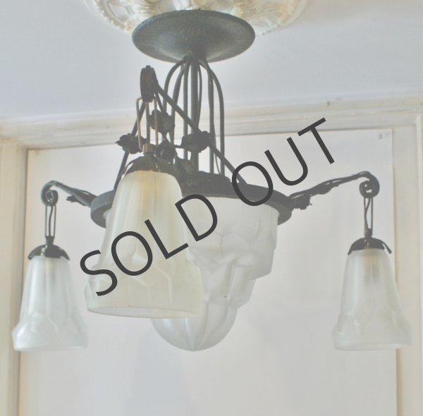 画像3: 【DEGUE】ドゥゲ　アールデコ4灯式シャンデリア (3)