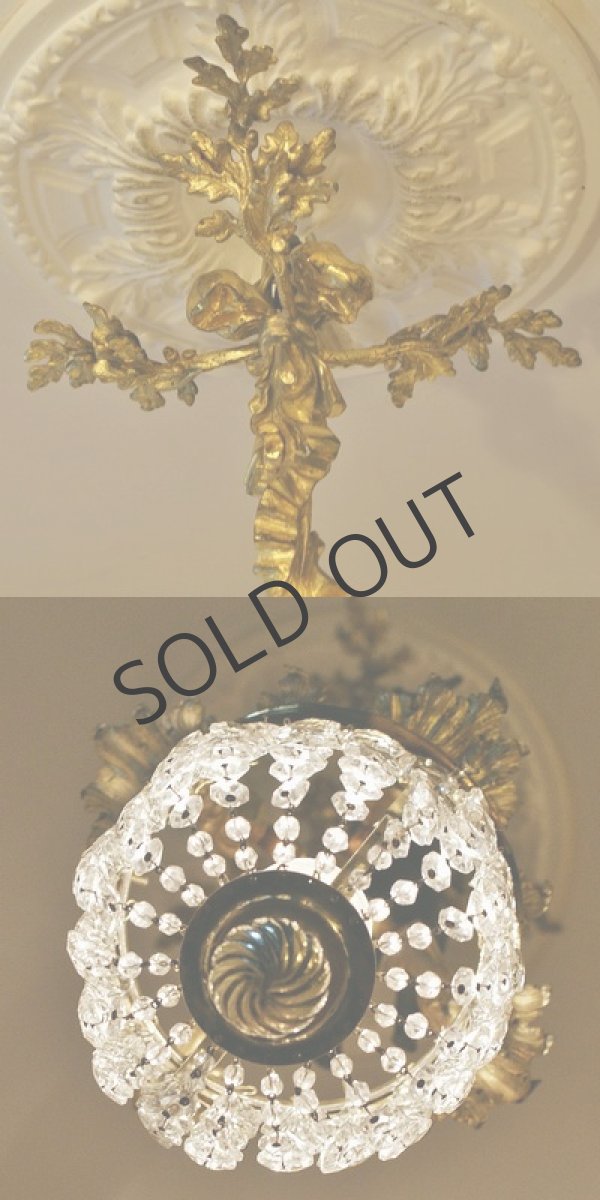 画像4: ブロンズのエンゼルとクリスタルの吊灯 (4)