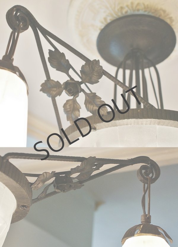 画像5: 【DEGUE】ドゥゲ　アールデコ4灯式シャンデリア (5)