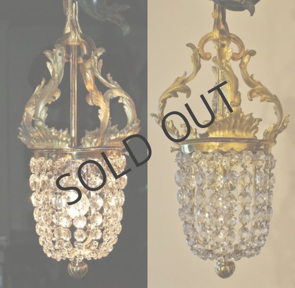 画像3: ブロンズのエンゼルとクリスタルの吊灯 (3)