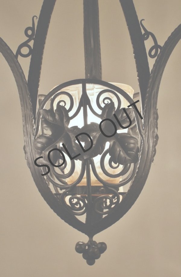 画像5: 【MULLER】ミュレー　葡萄文鍛鉄台4灯式シャンデリア (5)