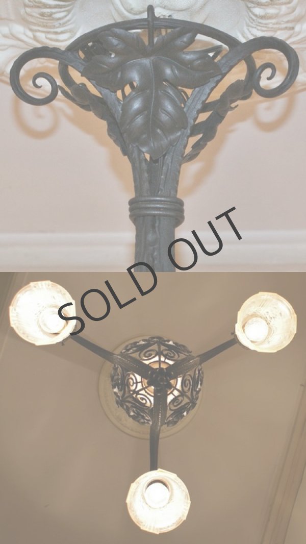 画像6: 【MULLER】ミュレー　葡萄文鍛鉄台4灯式シャンデリア (6)