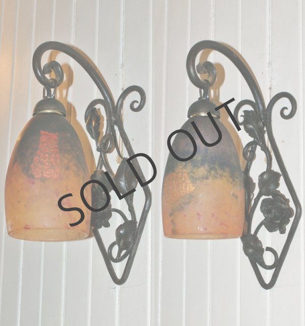 画像4: 【DAUM】ドーム　鍛鉄台アプリック一対 (4)