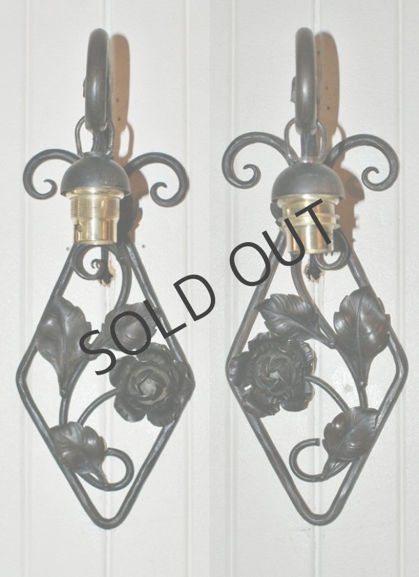 画像5: 【DAUM】ドーム　鍛鉄台アプリック一対 (5)