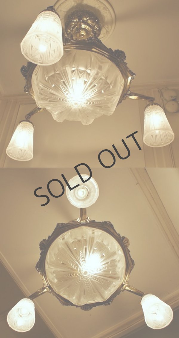 画像4: 【MULLER】ミュレー　アールデコ4灯式シャンデリア (4)