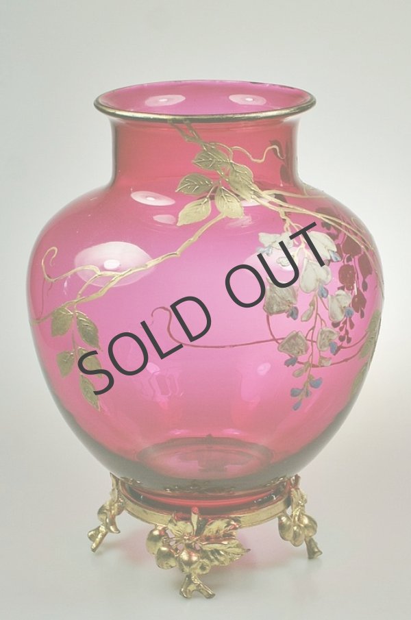 画像4: 【BACCARAT】バカラ　藤文エナメル彩足付花瓶  (4)