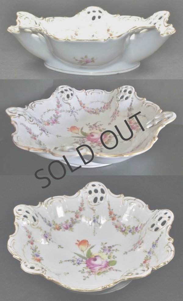 画像3: ドレスデン磁器 ブーケ文透かし深皿 (3)