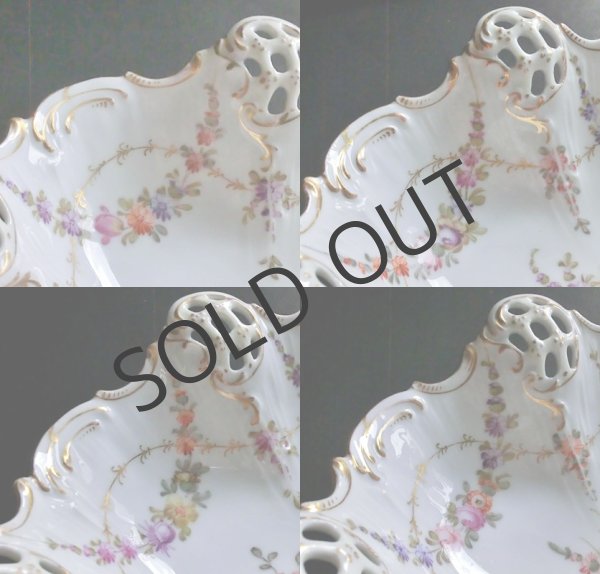 画像6: ドレスデン磁器 ブーケ文透かし深皿 (6)