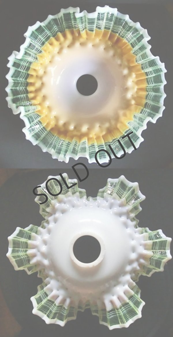 画像6: 春色ヴァセリンガラスの4灯式シャンデリア (6)